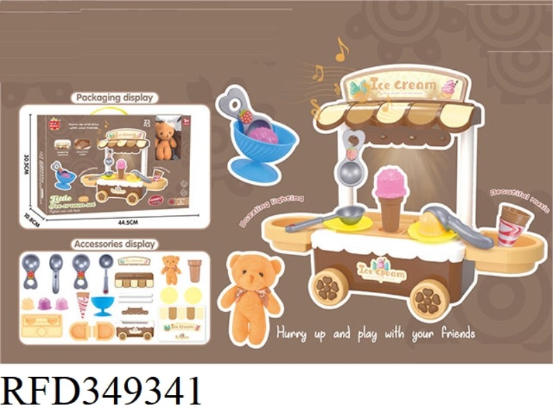 ICE CREAM CART + PLUSH BEAR 23PCS (SOUND AND LIGHT MUSIC) NO ELECTRICITY