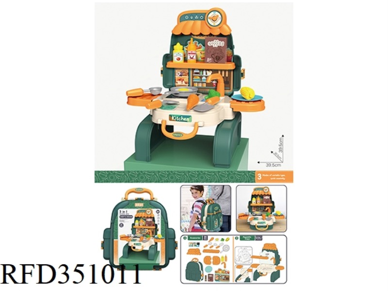 3 IN 1 TABLEWARE BAG GREEN 21PCS