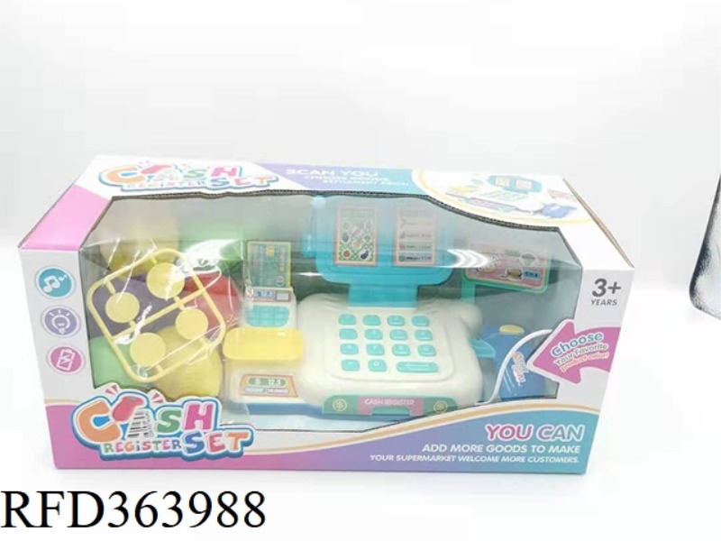 DUAL SCREEN CASH REGISTER + COIN + FRUIT 6-PIECE SET (TWO-COLOR MIXED)