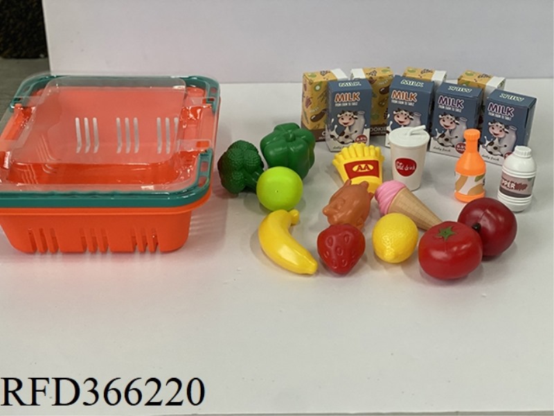 FAMILY SHOPPING BASKET, TABLEWARE AND FRUIT