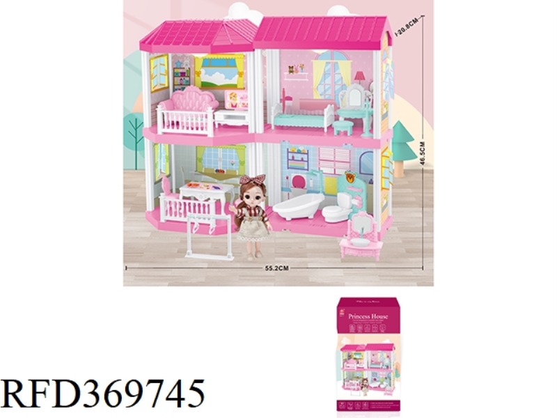 SELF-INSTALLED VILLA HOUSE WITH LIGHT +6 INCH DOLL 1PCS