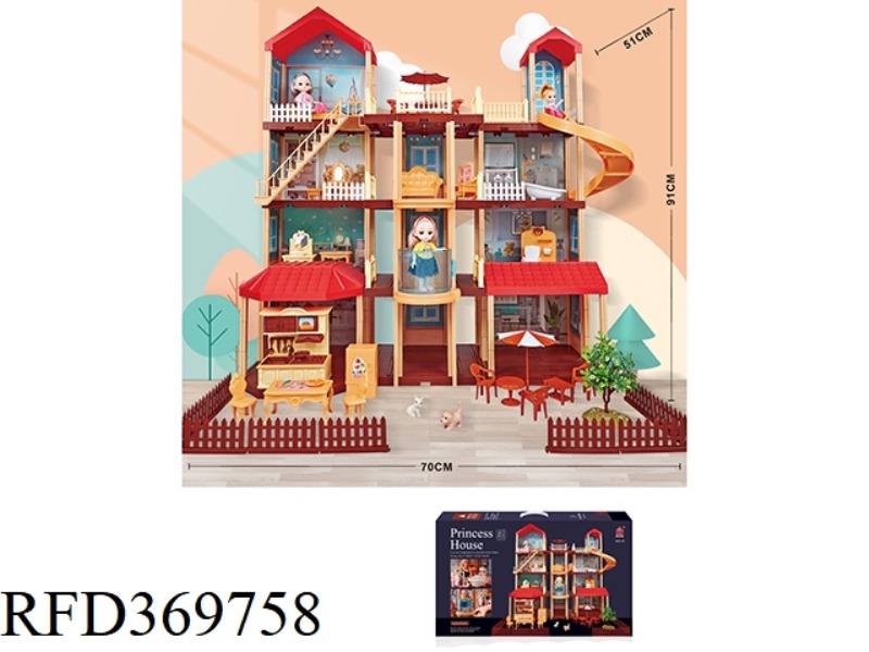 SELF-INSTALLED VILLA + 2PCS OF 6-INCH DOLL AND 1PCS OF 4-INCH DOLL
