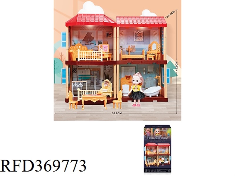 SELF-INSTALLED VILLA HOUSE WITH LIGHT +6 INCH DOLL 1PCS