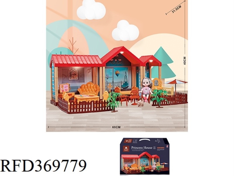 SELF-INSTALLED VILLA HOUSE WITH LIGHT +6 INCH DOLL 1PCS