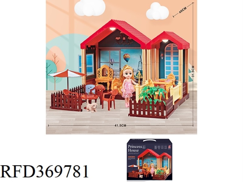 SELF-INSTALLED VILLA HOUSE WITH LIGHT +5 INCH DOLL 1PCS