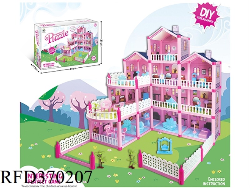 4-STORY LUXURY VILLA DIY PRINCESS HOUSE CASTLE VILLA PLAY HOUSE TOY
