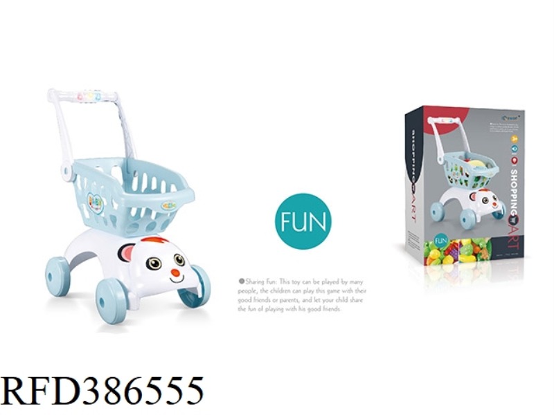 SOUND AND LIGHT BLUE DOG HEAD SHOPPING CART