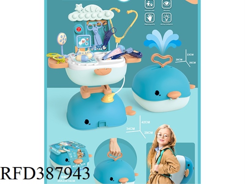 WHALE BACKPACK + SUITCASE + MEDICAL TABLE (DOCTOR SUIT)