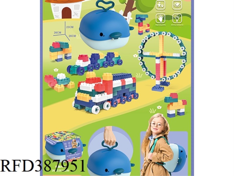 WHALE BACKPACK + SUITCASE + BUILDING BLOCK SET