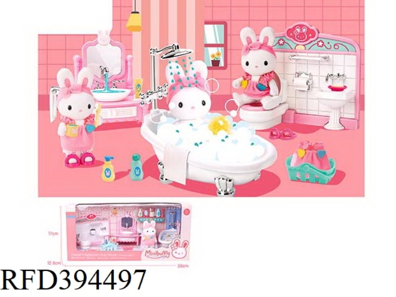 CUTE RABBIT BATHROOM SCENE