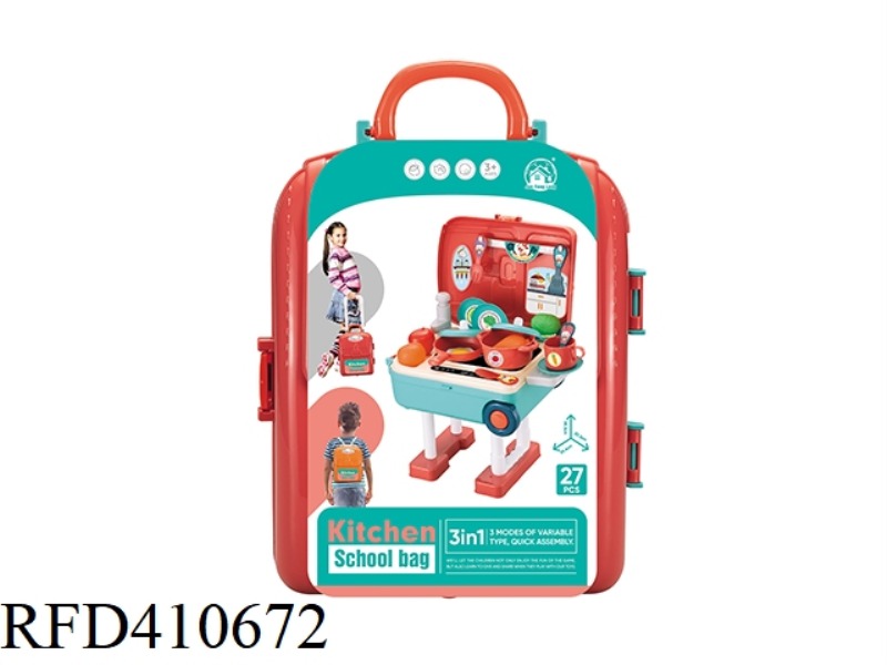 TABLEWARE STORAGE BACKPACK TROLLEY CASE (RED)30PCS