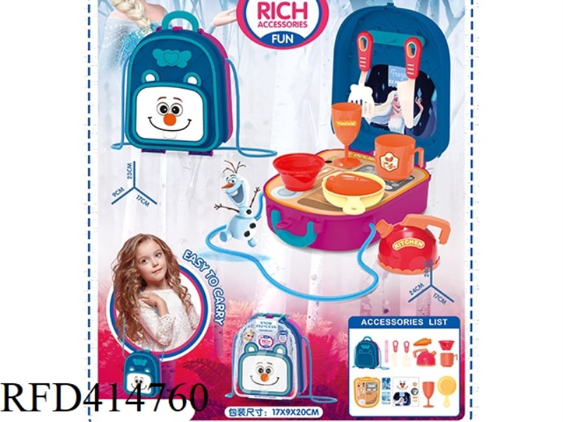 SHOULDER BAG ICE AND SNOW PRINCESS THEME + KITCHEN COUNTER 14PCS