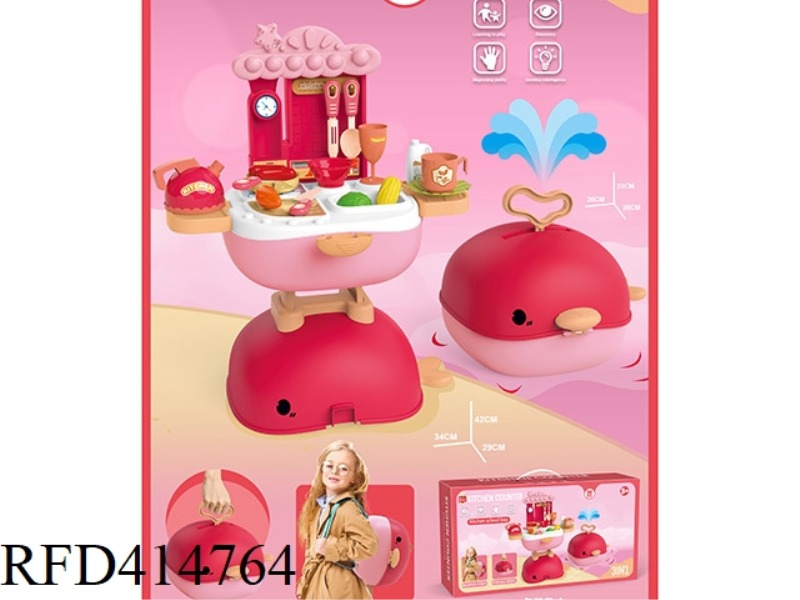 WHALE BACKPACK + SUITCASE + KITCHEN COUNTER (COOKING SET) 30PCS