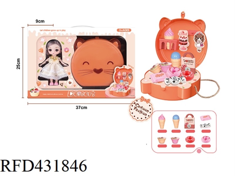 CUTE CAT DESSERT SHOULDER BAG WITH A 6-INCH BARBIE