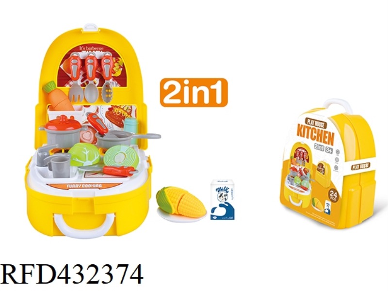 24PCS KIDS KITCHEN CUTABLE VEGETABLE BACKPACK TOY