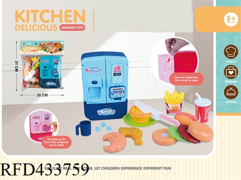 MINI REFRIGERATOR 21 PIECE SET (HAMBURGER FAST FOOD THEME)