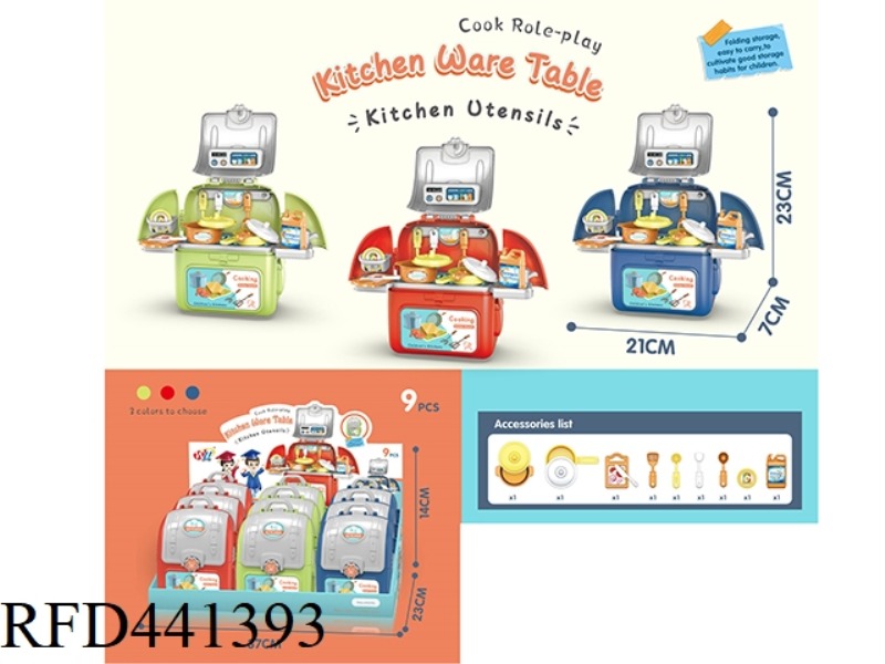 SCHOOLBAG KITCHENWARE STORAGE DESK (9PCS)