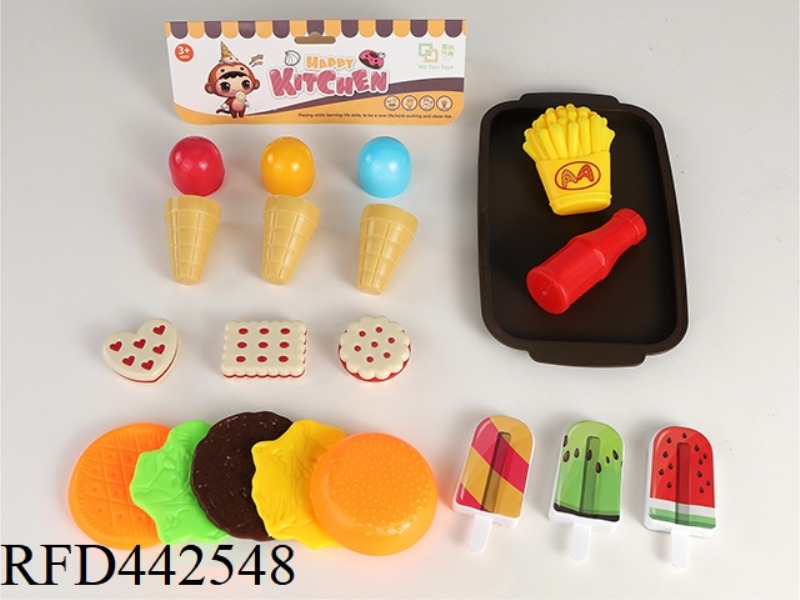 BURGER FRENCH FRIES ICE CREAM DESSERT LARGE SET 16PCS