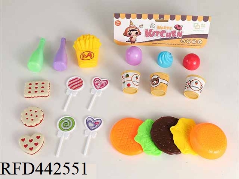 BURGER FRENCH FRIES ICE CREAM DESSERT DOUBLE SET 17PCS
