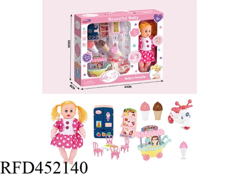 PLAY HOUSE DOLL WITH ICE CREAM, MOTORCYCLE