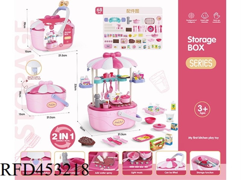 PLAY HOUSE STORAGE BASKET LIGHTING SOUND FUNCTION SPRAY WATER ROSE RED