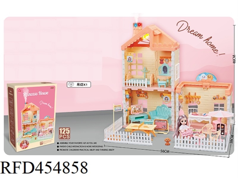 SELF-INSTALLED VILLA ROOF WITH LIGHT, CHIMNEY WITH SPRAY AND LIGHT + 1 4.5-INCH JOINT DOLL