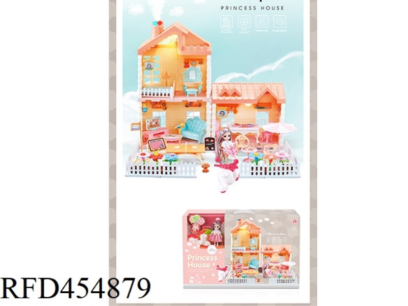 SELF-INSTALLED VILLA ROOF WITH LIGHT, CHIMNEY WITH SPRAY AND LIGHT + 1 4.5-INCH JOINT DOLL