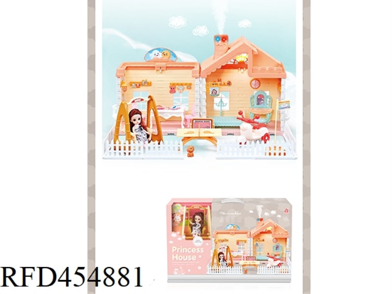 SELF-INSTALLED VILLA ROOF WITH LIGHT, CHIMNEY WITH SPRAY AND LIGHT + 1 4.5-INCH JOINT DOLL