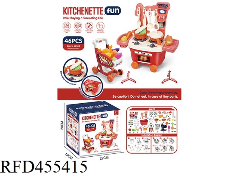 RED DINNER TABLE + RED SHOPPING CART