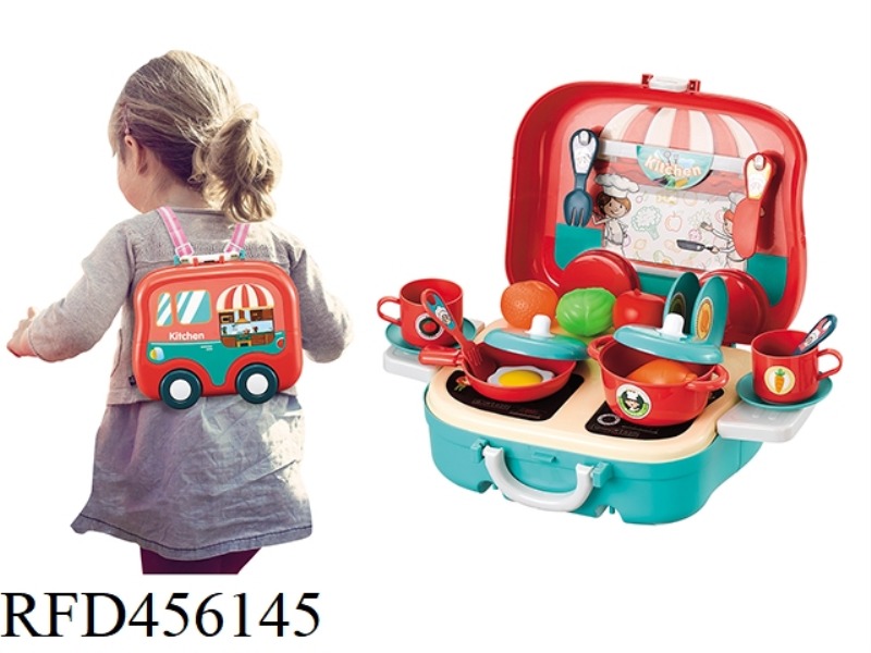 KITCHEN PORTABLE STORAGE CAR (RED) 27PCS