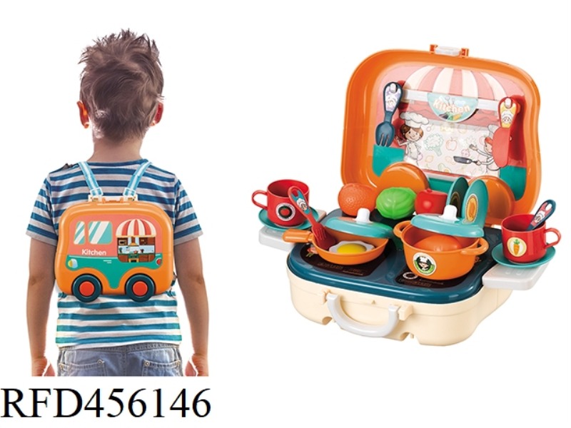 KITCHEN PORTABLE STORAGE CAR (ORANGE) 27PCS