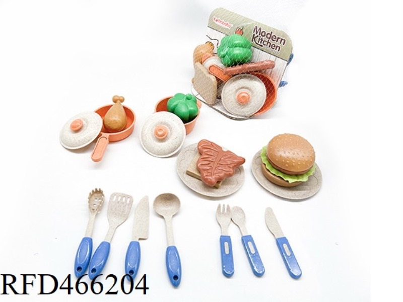 WHOLE WHEAT STRAW KITCHEN PICNIC PLAY HOUSE CUTLERY 21PCS
