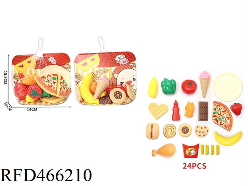 SHOPPING BAG FAMILY PIZZA FAST FOOD SET 24PCS