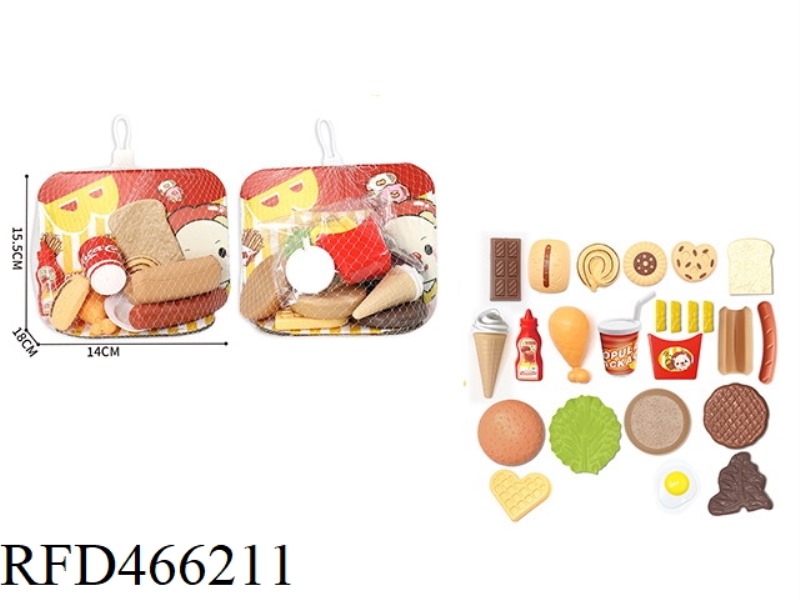 SHOPPING BAG HAMBURGER FAMILY FAST FOOD SET 25PCS