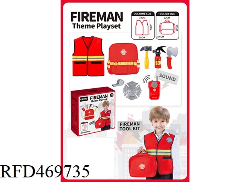FIRE FIGHTING BACKPACK WITH FIRE FIGHTING CLOTHES AND TOOLS