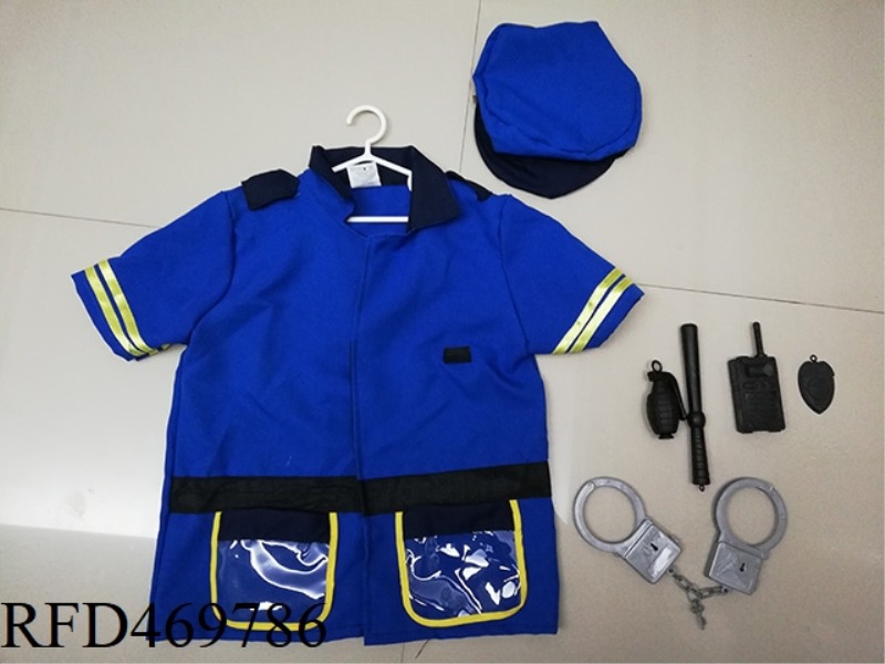 SHORT SLEEVE POLICE UNIFORM WITH HAT (BLUE)