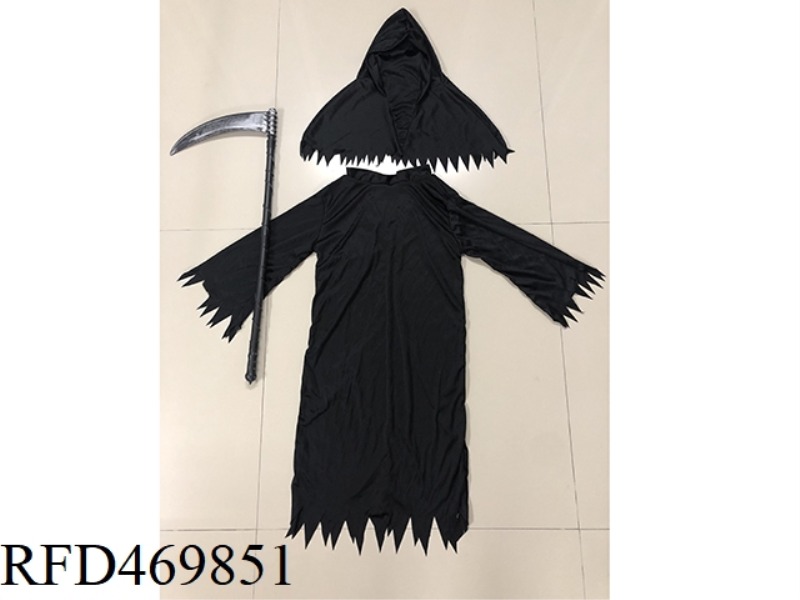 HALLOWEEN GHOST COSTUME WITH GLOVES AND SCYTHE