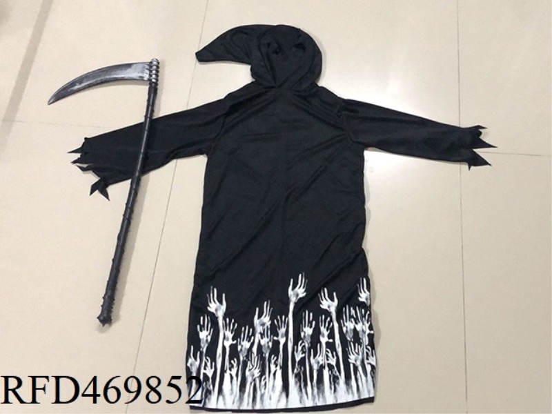HALLOWEEN GHOST COSTUME WITH GLOVES, SICKLE, WITH LUMINOUS FUNCTION