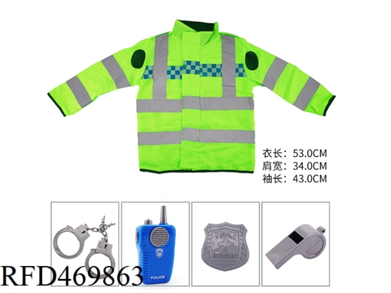 KN567 LONG SLEEVE GREEN POLICE SUIT WITH MUSIC WALKIE TALKIE