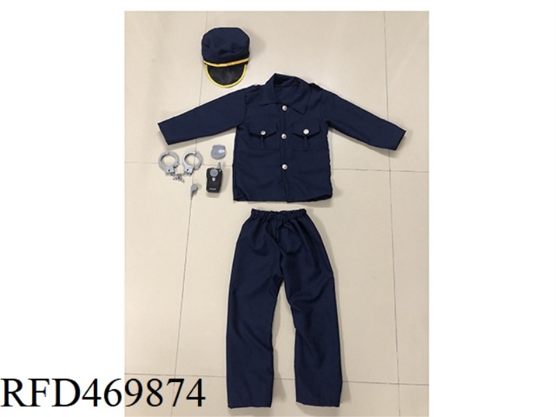 LONG SLEEVE POLICE SUIT WITH HAT, PANTS, MUSIC WALKIE TALKIE