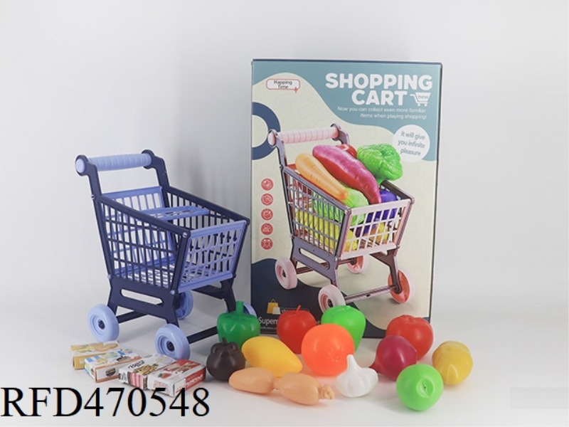 CART + FRUIT AND VEGETABLE 12PCS + 4 SMALL BOXES