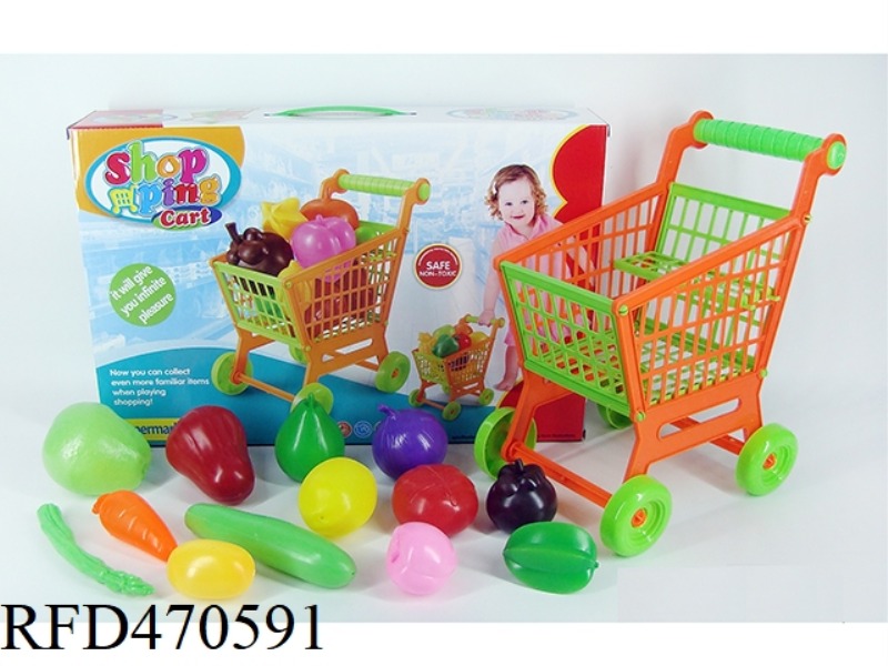 SHOPPING TROLLEY WITH FRUITS AND VEGETABLES 13PCS