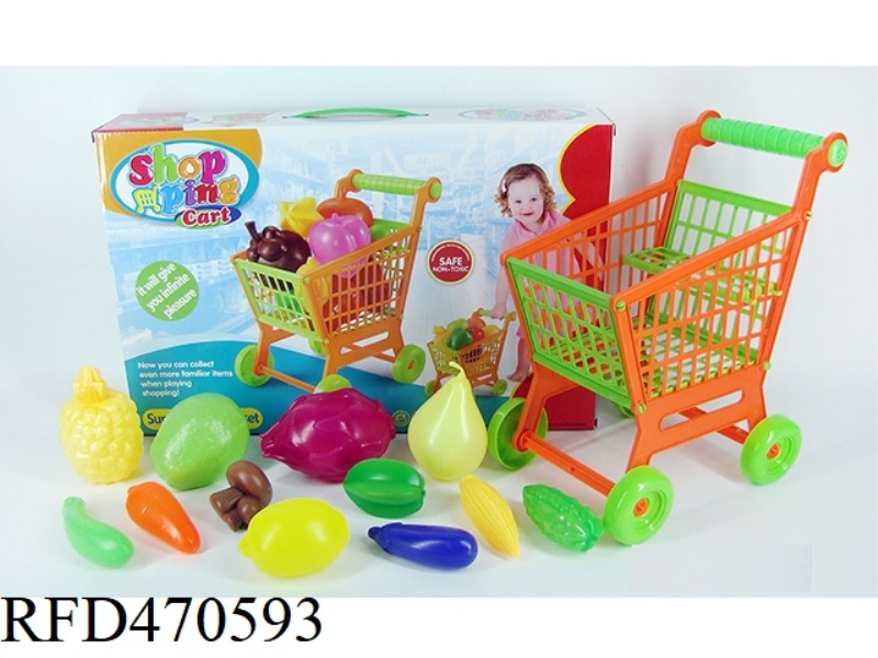 SHOPPING TROLLEY WITH FRUITS AND VEGETABLES 12PCS