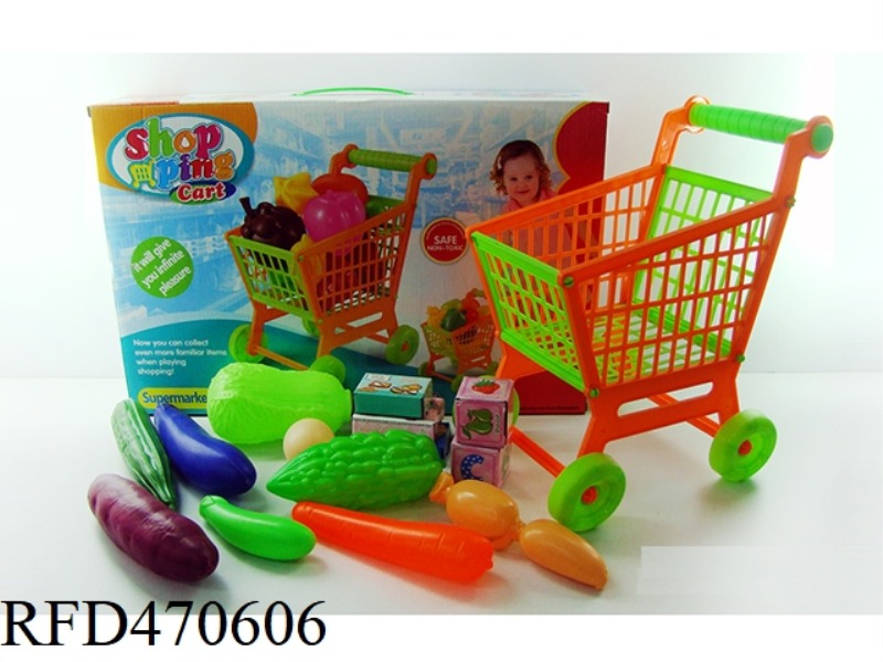 SHOPPING CART WITH VEGETABLES + 5 SMALL BOXES 14PCS