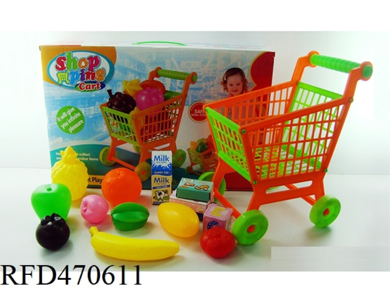 SHOPPING CART WITH FRUIT + 5 SMALL BOXES 14PCS