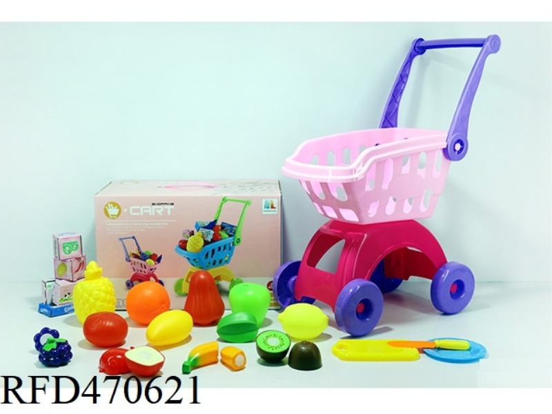 SHOPPING CART WITH FRUIT + 5 SMALL BOXES 20PCS (TWO COLORS MIXED)