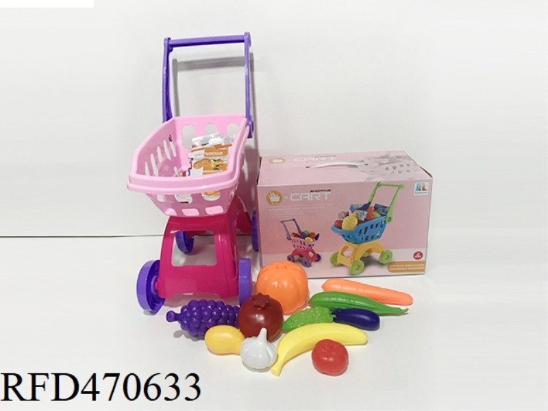 SHOPPING CART WITH FRUITS AND VEGETABLES 11PCS