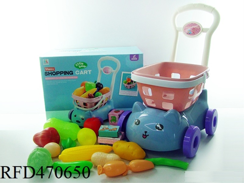 SHOPPING CART WITH FRUITS AND VEGETABLES + 5 SMALL BOXES 18PCS