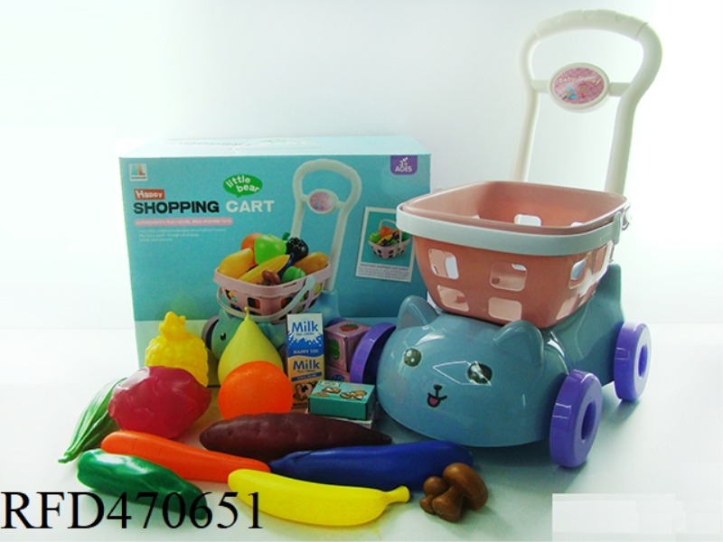 SHOPPING CART WITH FRUITS AND VEGETABLES + 5 SMALL BOXES 16PCS