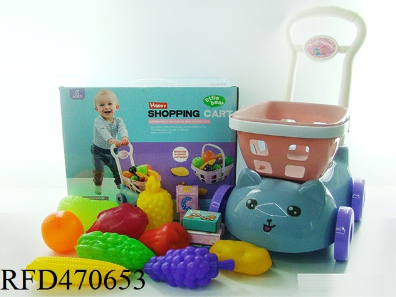 SHOPPING CART WITH FRUITS AND VEGETABLES + 5 SMALL BOXES 14PCS